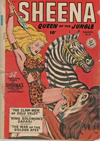 Sheena Queen Of The Jungle Summer No.  5 1949 Fiction House