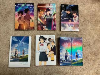 Your Name Vol 1,  2,  3 Mangas,  2 Light Novels,  And The Deluxe Blu Ray/dvd/cd Set