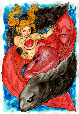 Harley Quinn Mermaid Sexy Color Pinup Art - Page By Ed Silva