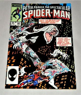 Spectacular Spider - Man 90 1984 1st Black Costume Black Cat Vf -