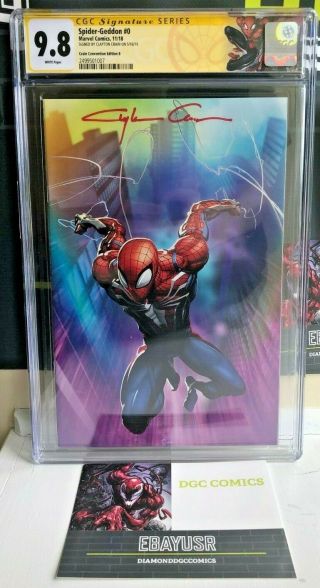 Spider - Geddon 0 Cgc Ss 9.  8 Nm/mt Signed Clayton Crain Nycc Exclusive Variant