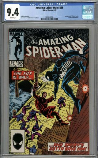 Spider - Man 265 Cgc 9.  4 Nm 1st Appearance Of Silver Sable White Pages