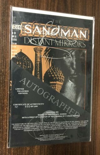 Sandman 50 - - Signed By Neil Gaiman W/ Print - - Limited Treasured Ed - -