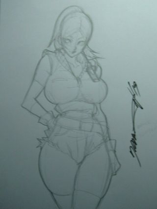 Claire Redfield Resident Evil Girl Sexy Busty Sketch Pinup - Daikon Art