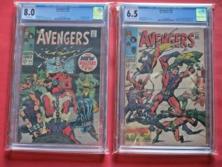 Avengers 54 & 55 - Cgc 8.  0 & 6.  5 - 2 - Part Intro & 1st Appearance Of Ultron
