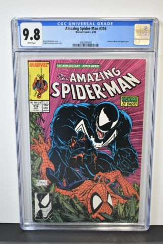 Spider - Man 316 (1989) Cgc Graded 9.  8 Venom Todd Mcfarlane Cover Art