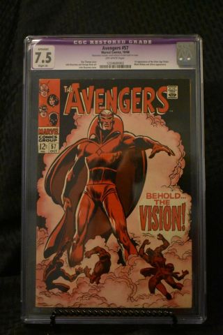 The Avengers 57 Cgc 7.  5 1st App Of The Vision Small Color Touch
