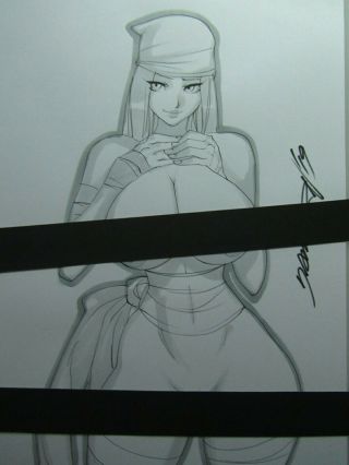 Eketra Daredevil Girl Sexy Busty Sketch Pinup - Daikon Art
