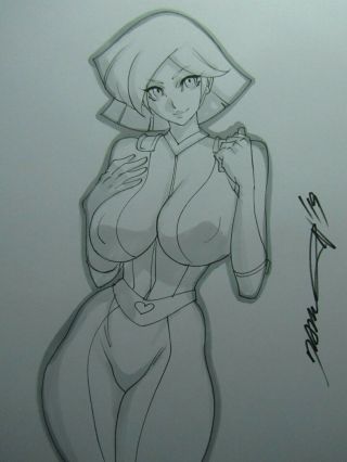 Clover Totally Spies Girl Sexy Busty Sketch Pinup - Daikon Art