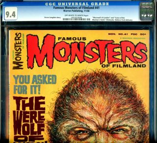 Famous Monsters Of Filmland 41 Cgc Graded 9.  4 - Second Highest Graded
