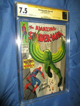 The Spiderman 48 Cgc 7.  5 Ss Signed By John Romita Sr Vulture 1967