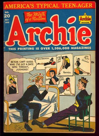 Archie Comics 20 Unrestored Golden Age Mlj Teen Comic 1946 Vg -
