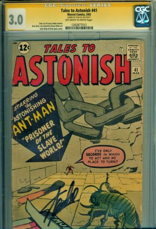 Tales To Astonish 41 Cgc 3.  0 Ss Signed By Stan Lee - Steve Ditko/jack Kirby Art