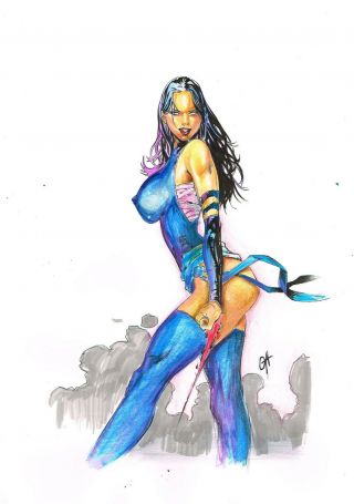Psylocke X - Men By Otavio Augusto - Art Pinup Drawing Comic
