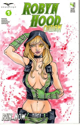 Robyn Hood Outlaw Comic Book Sketch Cover Art Pinup