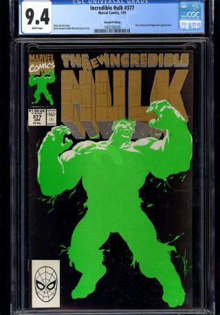Incredible Hulk 377 2nd Print Cgc 9.  4 Wp 1st Professor Hulk