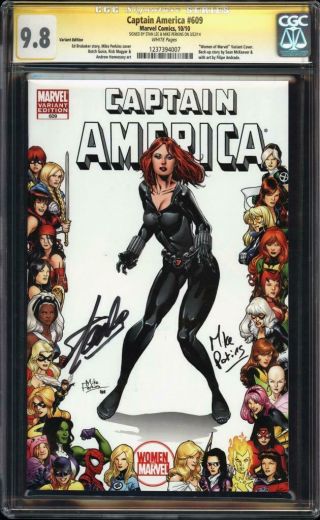 Captain America 609 Cgc 9.  8 Women Of Marvel Variant Signed By Perkins,  Stan Lee