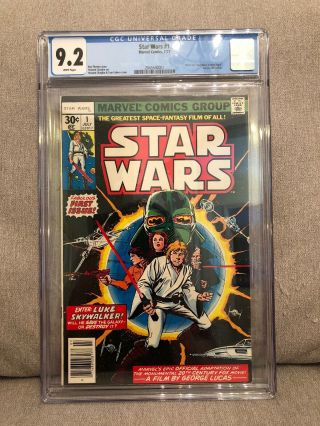 Marvel Comics Star Wars 1 - Cgc 9.  2 White Pages Nm,  1977 Freshly Graded