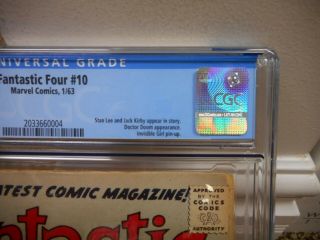 Fantastic Four 10 cgc 3.  5 Marvel 1963 Doctor Doom cover Stan Lee Jack Kirby WHIT 5