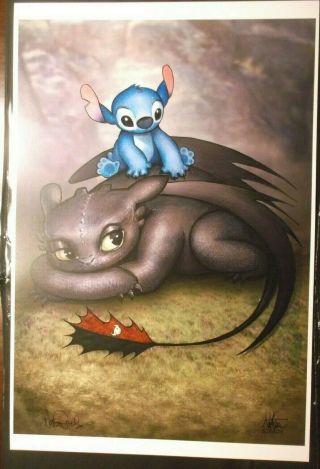 Nathan Szerdy Signed 12x18 Signed Art Print Stitch Toothless How To Train Dragon