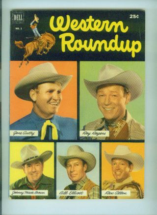 Western Roundup (1952) 1 Dell Giant Comics Gene Autry Roy Rogers Rex Allen