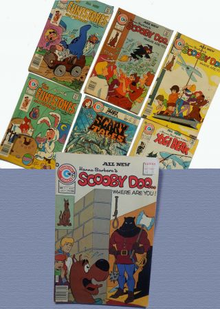 Comic Books Night 7 Charlton: Scooby Doo 4,  5,  6; 2 Flintstones,  Scary Tales Yogi