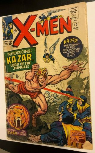 The X - Men 10 (vol.  1) March 1965 1st App Ka - Zar Zabu Savage Land