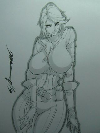 Ciri Witcher Girl Sexy Busty Sketch Pinup - Daikon Art