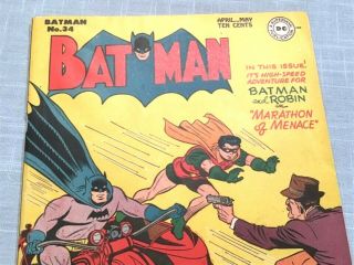 Early Golden Age Batman 34 Comic Book DC 1946 Ally Babble Appearance Sprang Art 2