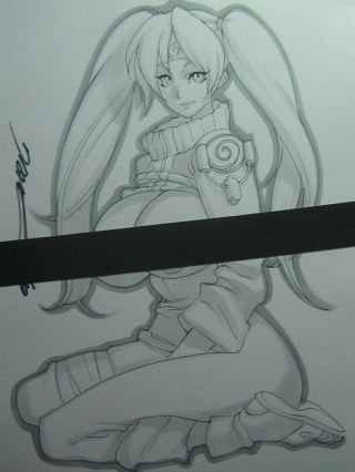 Naruto Girl Sexy Busty Sketch Pinup - Daikon Art