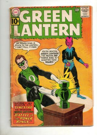 Green Lantern 9 1st Sinestro Cover & Jordan Brothers Last 10c Issu 1961 Fr 1.  0
