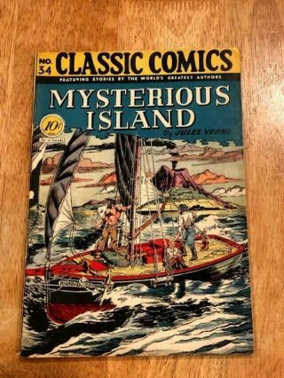 Classics Illustrated 34 (feb 1947 Gilberton) 1st Edition Mysterious Island Verne