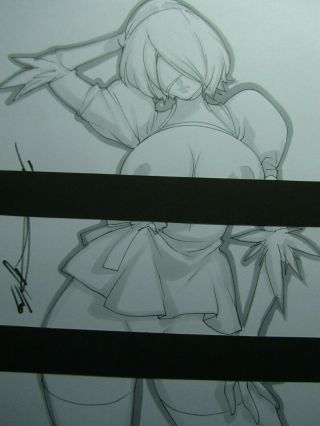 2b Nier Automata Girl Sexy Busty Sketch Pinup - Daikon Art