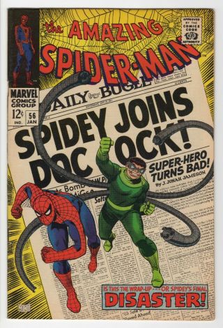 Spider Man 56 6.  5 Fn,  Doc Ock Marvel Silver Age 1968