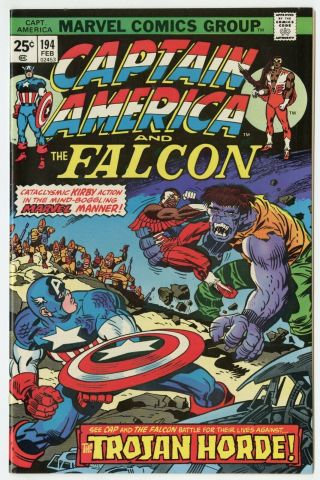 Captain America 194 Nm 9.  4 White Pages Falcon Jack Kirby Art Marvel 1976