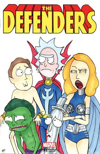 Rick And Morty/defenders Mash - Up Sketch Cover Artwork By Michael Munshaw