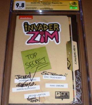 Invader Zim 0 Eccc Cgc Ss 9.  8 Signed Jhonen Vasquez,  4 Oni Press Truthshrieker
