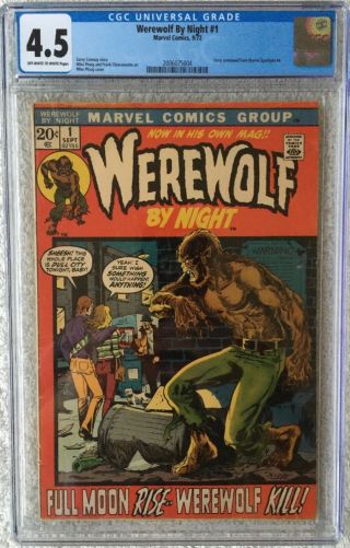 Cgc 4.  5 Werewolf By Night 1.  Mike Ploog Cover & Art.  1972.  Horror.