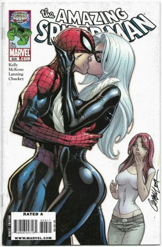 Spider - Man 606 - Black Cat Kiss Scott Campbell Marvel Comics 2009
