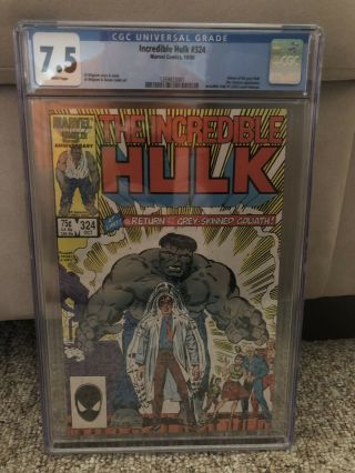 The Incredible Hulk 324 Marvel Cgc Graded 7.  5