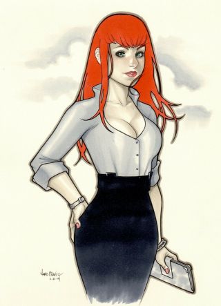 Sexy Mary Jane Art Mario Chavez Sketch Commission Pin Up Spider - Man