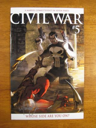 Wow Civil War 5 Signed By Michael Turner