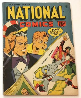 National Comics 28 (uncle Sam,  G - 2,  The Unknown,  Quicksilver,  Vg/f,  1943)