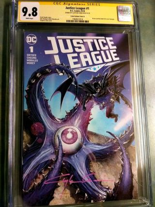 Justice League 1 Cgc 9.  8 Ss Clayton Crain (cover A Variant) 2018 Series
