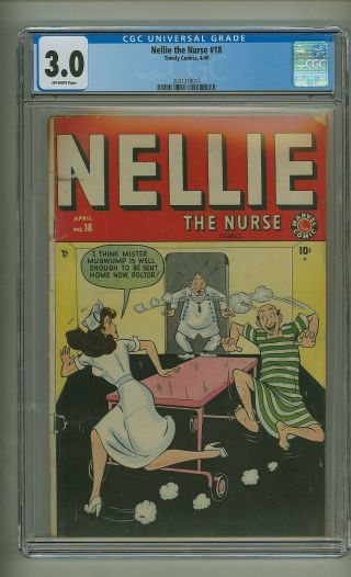 Nellie The Nurse 18 (cgc 3.  0) O/w Pages; " Hey Look " By Kurtzman; 1949 (c 25127)