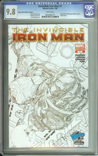 Invincible Iron Man 1 Cgc 9.  8 White Pages // Ww 2008 Con Edition