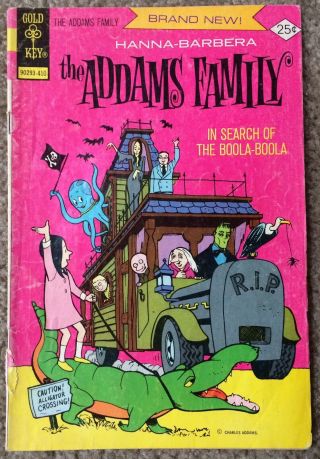 Addams Family 1 Good Gold Key Variant 1974 Cartoon Hanna Barbera
