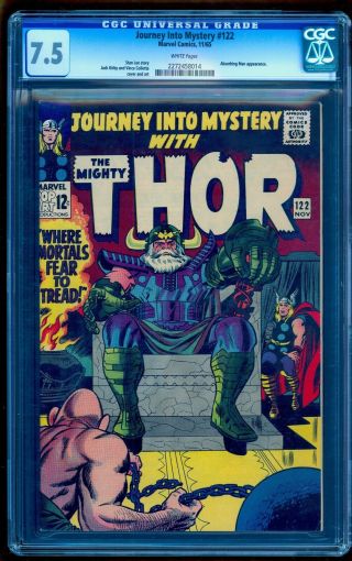 Journey Into Mystery 122 Cgc 7.  5 White Pages Under Graded Compare It To 8.  5