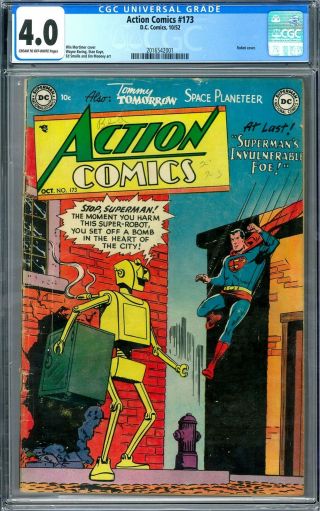 Action Comics 173 Cgc 4.  0 (c - Ow) Golden Age Robot Cover