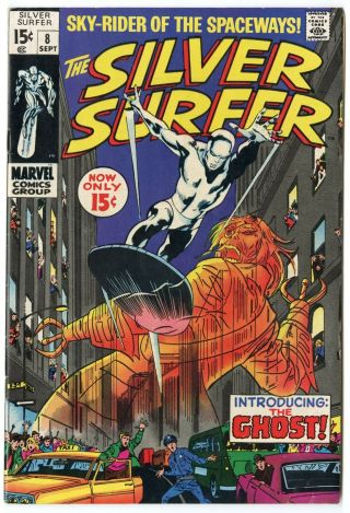 Silver Surfer 8 Vf/nm 9.  0 Ow/white Pages The Ghost Marvel 1969